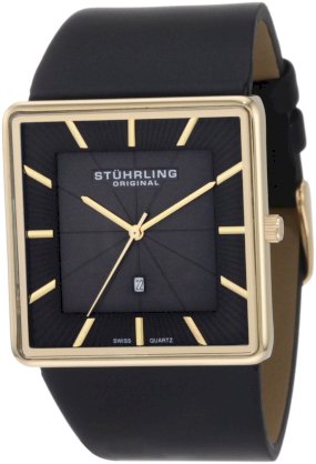 Stuhrling Original Men's 342.333554 Classic Saratoga Swiss Quartz Ultra Slim Date Black Watch