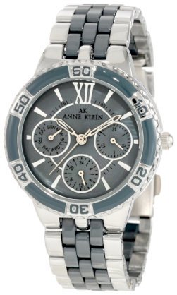 Đồng hồ AK Anne Klein Women's 10/9699GMGY Silver-Tone Grey Ceramic Bracelet Multi-Function Watch