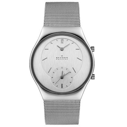 Skagen Midsize 733XLSS Steel Collection Dual Time Mesh Stainless Steel Watch