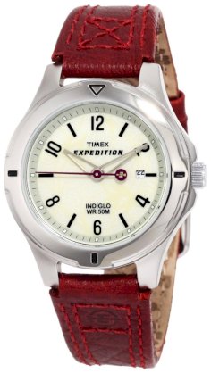 Timex Women's T498559J Expedition Burgundy Leather Field Watch