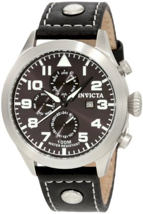 Invicta Men's 0350 II Collection Black Leather Watch