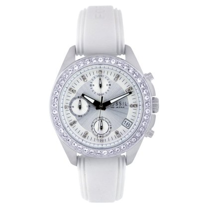 Fossil Women's ES2883 Silicone Analog with Silver Dial Watch