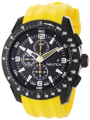 Nautica Men's N18599G NST 101 Yellow Resin and Black Dial Watch