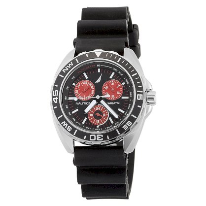 Nautica Men's N07577G Sport Ring Multifunction Black and Red Watch