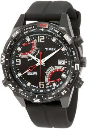 Timex Men's T49865DH Intelligent Quartz Fly Back Chrono Compass Black Case Black Strap Watch