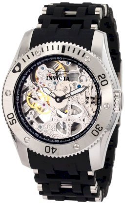 Invicta Men's 1254 Sea Spider Mechanical Skeleton Dial Black Polyurethane Watch