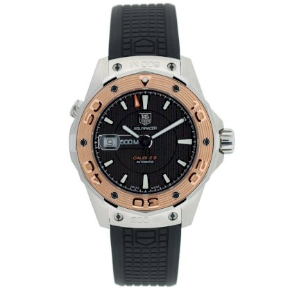 TAG Heuer Men's WAJ2150.FT6015 Aquaracer Calibre 5 Automatic 500M Gold Bezel Watch