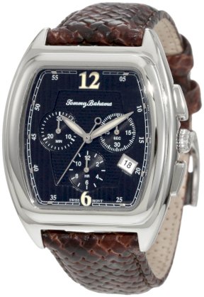 Tommy Bahama Swiss Men's TB1207 Silver Palms Black Dial Barrel Swiss Analog Chronograph Watch