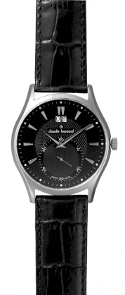 Claude Bernard Men's 64007 3 NIN Classic Gents Black Dial Leather Big Date Watch