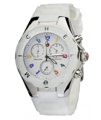 Michele Women's MWW12F000013 Tahitian Jellybean Steel Case Large White Carousel Watch