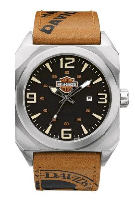 Harley-Davidson® Bulova Wrist Watch. Leather Strap. Luminous. WR to 5 ATM. 76B153