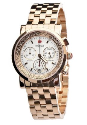 Michele Women's MWW01C000059 Gold Tone Stainless Steel Analog Watch with White Dial