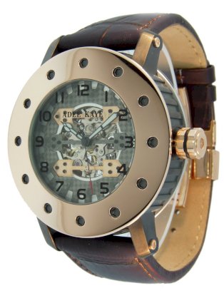 Adee Kaye Men's AK9667-M-BLKRSE Japanese Skeleton Miyota Automatic Movement