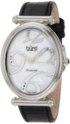 Burgi Women's BU39BK Oval Case Swiss Quartz Diamond Classic Stainless Steel Watch