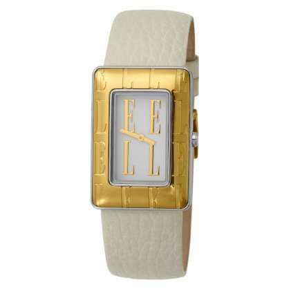 Elletime Women's EL20085S01C Steel and Ion-plating Gold Women's White Dial and Gold Indexes Dial White Strap Watch