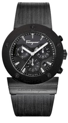 Ferragamo Men's F66LCQ6R09 S113 Gancino Black Ion-Plating Luminous Chronograph Rubber Watch