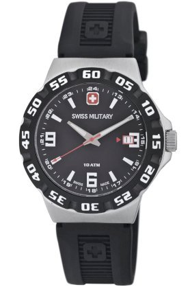 Swiss Military Calibre Men's 06-4R1-04-007 Racer Black Dial Black Rubber Watch