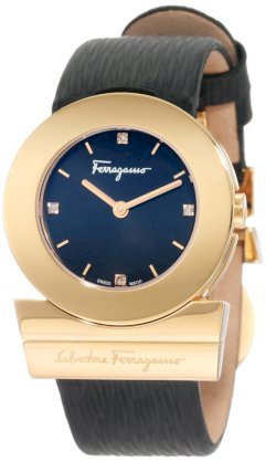 Ferragamo Women's F56SBQ5059 S009 Gancino Rose Gold Plated Black Dial Diamond Indices Watch