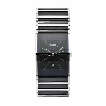 Rado Men's R20861152 Integral Black Dial Quartz Stainless Steel Case Watch