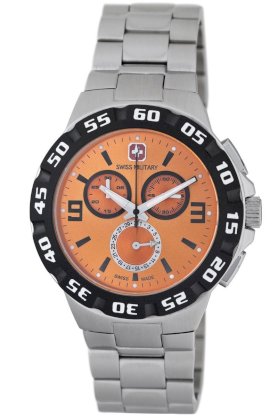 Swiss Military Calibre Men's 06-5R2-04-079 Racer Chronograph Orange Dial Steel Bracelet Watch