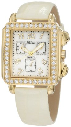 Breda Women's 2307-Clear/RG "Brooke" Oversized Bezel Mother-Of-Pearl Dial Rhinestone Hour Markers Plastic Band Watch