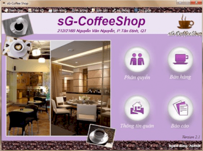 Phần mềm quản lý cafe SG CoffeeShop V4.0