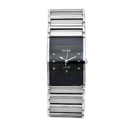 Rado Men's R20784759 Integral Black Dial Quartz Stainless Steel Watch