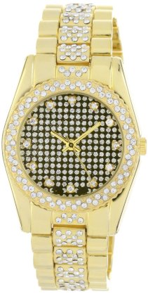 Geneve Elegante Men's GEN-5066 - Gld Classic Rhinestone Encrusted Watch