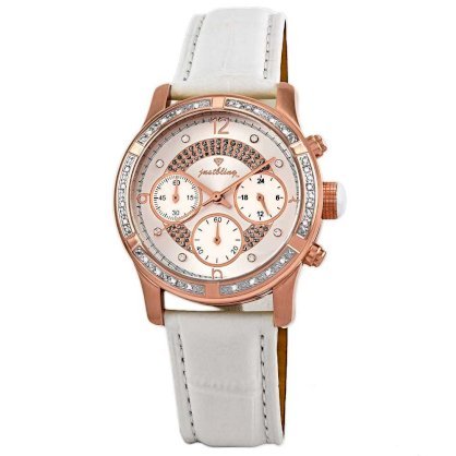 JBW-Just Bling Women's JB-6237-K "Venus" Rose Gold White Designer Leather Diamond Watch