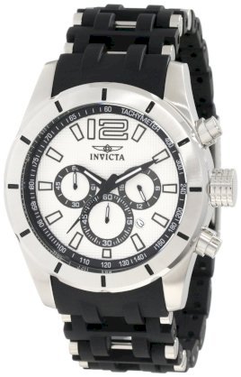 Invicta Men's 11246 Sea Spider Chronograph Silver Textured Dial Black Polyurethane Watch