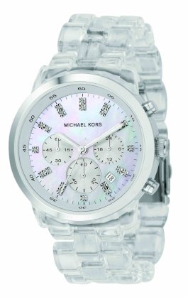 Michael Kors Quartz, Mother of Pearl Dial Acrylic Clear Band - Womens Watch MK5235