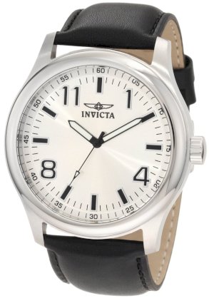 Invicta Men's 11431 Specialty Silver Dial Black Leather Watch