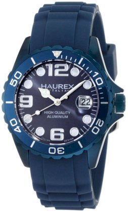 Haurex Italy Women's 1K374DB2 Ink Rubber Band Aluminum Blue Dial Watch