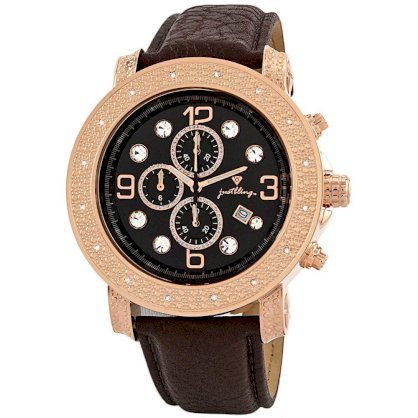 JBW-Just Bling Men's JB-6116L-G "Tazo" 18K Rose Gold-Plated Chronograph Genuine Leather Watch