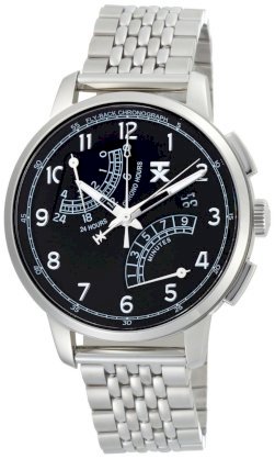 TX Men's T3C199 Classic Fly-Back Chronograph Steel Case Bracelet Black Dial Watch