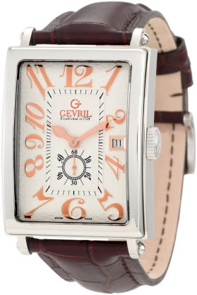 Gevril Men's 5045A Avenue of America Swiss Handcrafted Rose-Gold Sub-Second Leather Watch