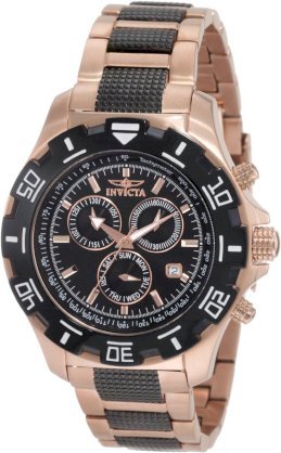 Invicta Men's 1221 Invicta II Chronograph Black Dial 18k Rose Gold-Ion Plated Stainless Steel Watch