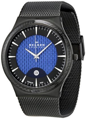 Skagen Men's 234XXLTBN Denmark Black and Blue Dial Watch