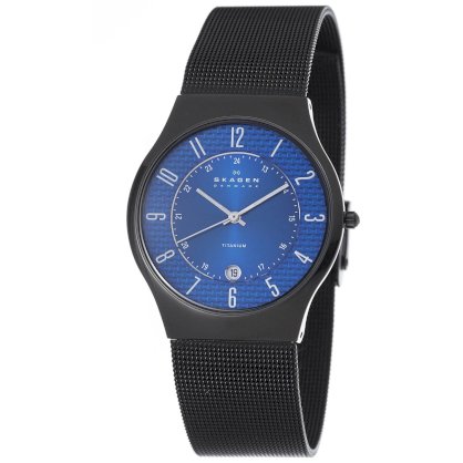 Skagen Men's 233XLTMNC Titanium Blue Dial Titanium Watch