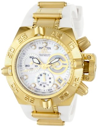 Invicta Women's 0536 Subaqua Noma IV Collection Chronograph 18k Gold-Plated Stainless Steel and White Polyurethane Watch