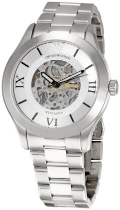 Emporio Armani Men's AR4647 Meccanico Silver Dial Watch