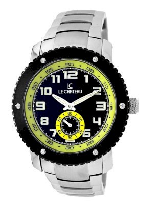 Le Chateau Men's 5411M_BLKandYEL Sports Dinamica Collection Sub-second Hand Watch