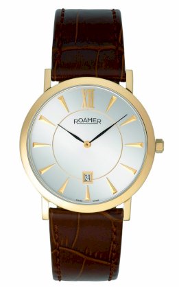 Roamer of Switzerland Men's 934856 48 15 09 Limelight Gold PVD Brown Leather Date Watch