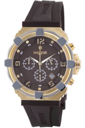 Lancaster Men's OLA0440L/YG/MR/MR Robusto Chronograph Brown Dial Rubber Watch