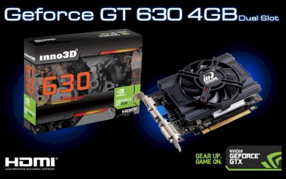 Inno3D GeForce GT 630 4GB Dual slot (NVIDIA GeForce GT 630 4GB, GDDR3 4GB, 128-bit, PCI-E 2.0)