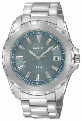 Seiko Men's SGEE71 Sport Solid Stainless-Steel Case and Bracelet Light Blue Dial Watch
