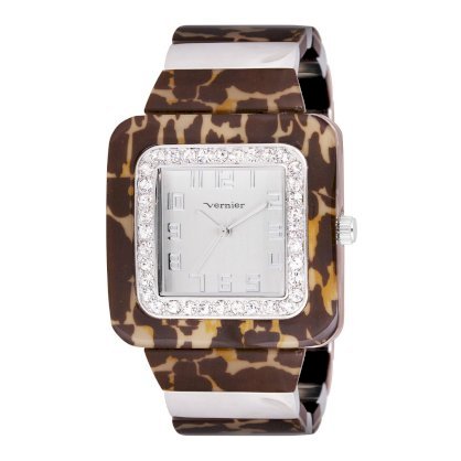 Vernier Women's VNR11074SS Tortoise Look Wired Polyurethane Bangle Quartz Watch