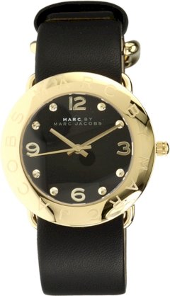 Marc Jacobs Amy IPG Quartz Black Leather Women's Watch - MBM1154