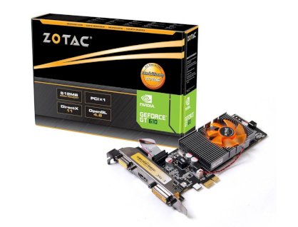 ZOTAC GeForce GT 610 PCIe x1 [ZT-60605-10L] (NVIDIA GeForce GT 610, GDDR3 512MB, 64-bit, PCI-E 2.0)