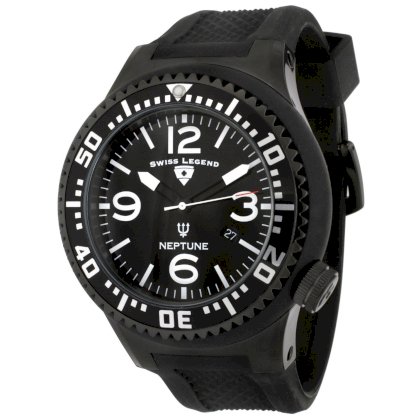 Swiss Legend Men's 21818P-BB-01 Neptune Collection Black Textured Rubber Watch
